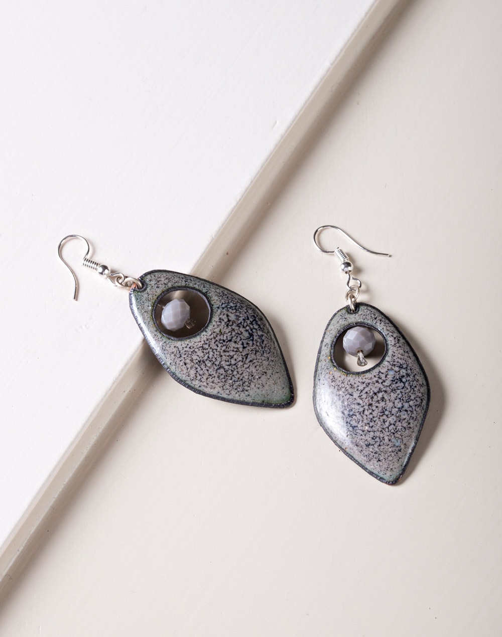 Metal Grey Dangler Earrings