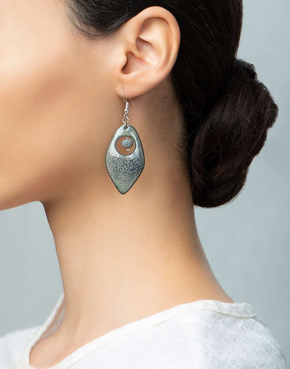 Metal Grey Dangler Earrings