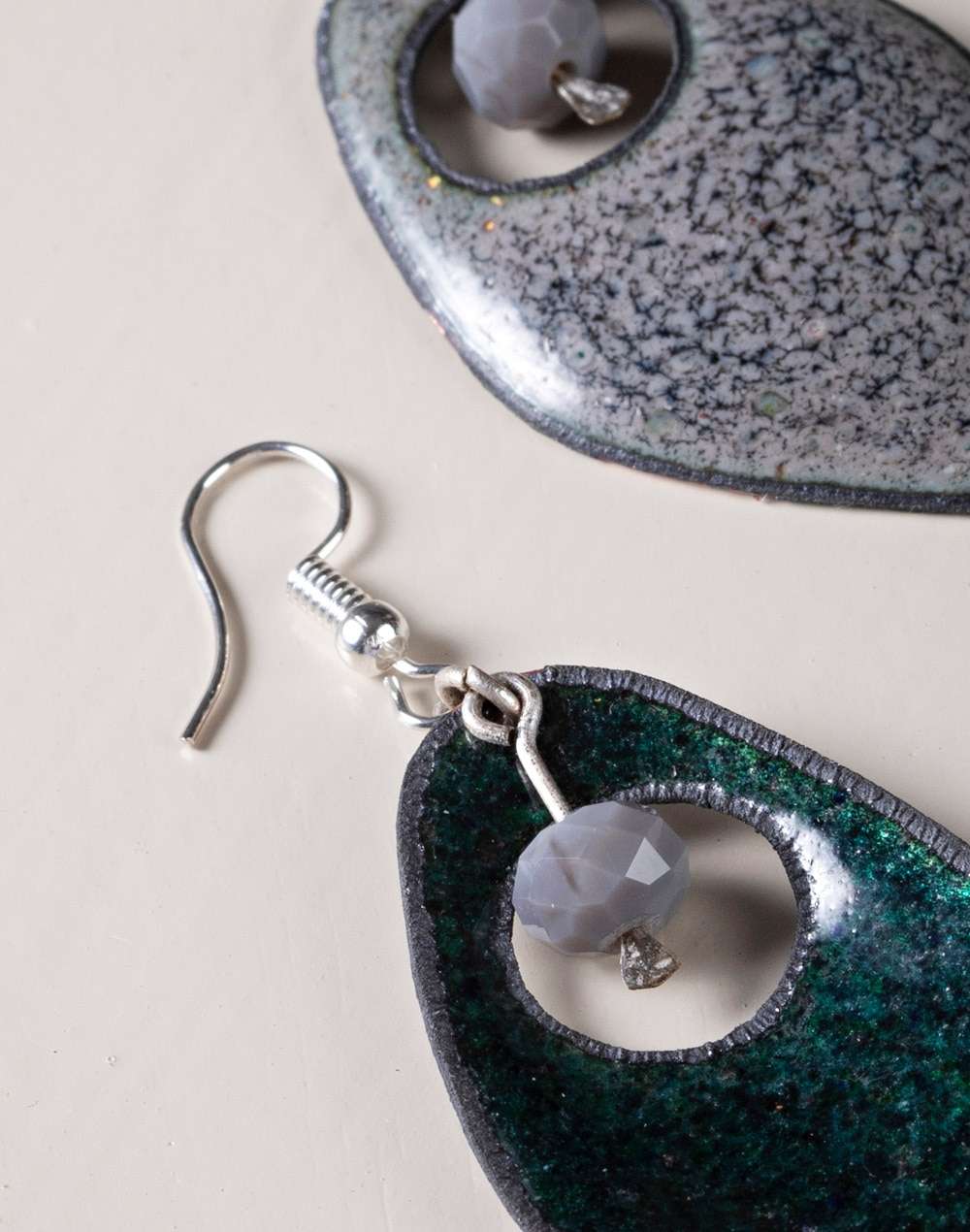 Metal Grey Dangler Earrings