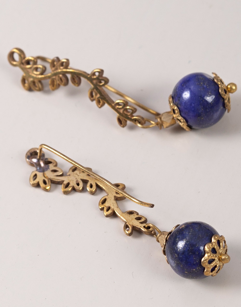 Metal Blue Golden Dangler Earrings