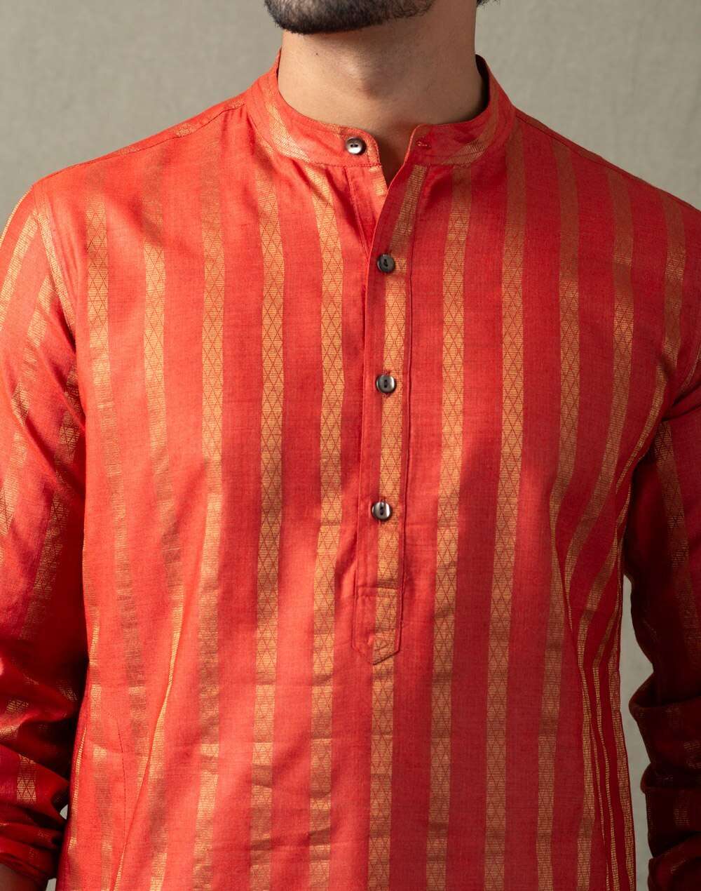 Silk Tussar Dobby Slim Fit Long Kurta