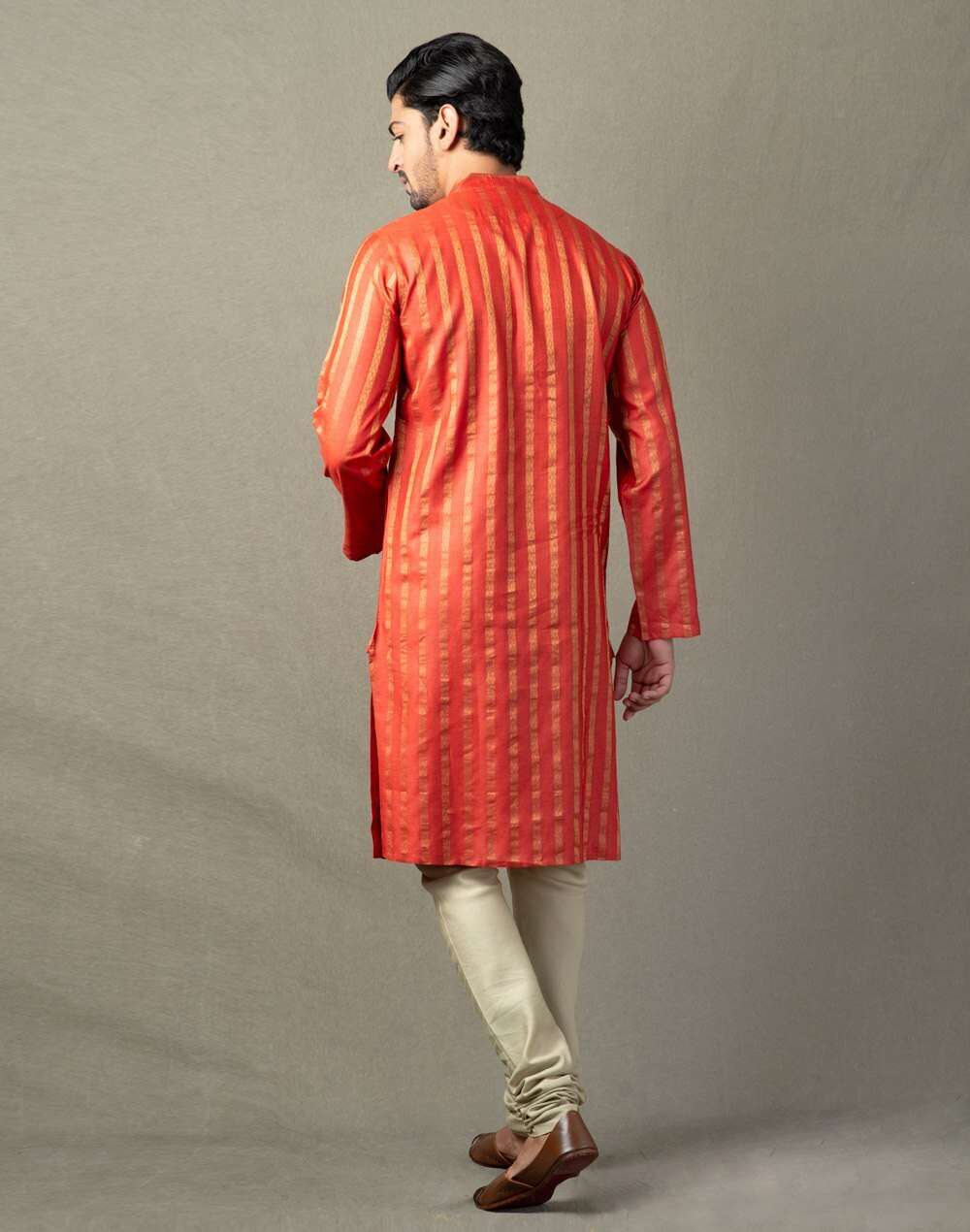 Silk Tussar Dobby Slim Fit Long Kurta