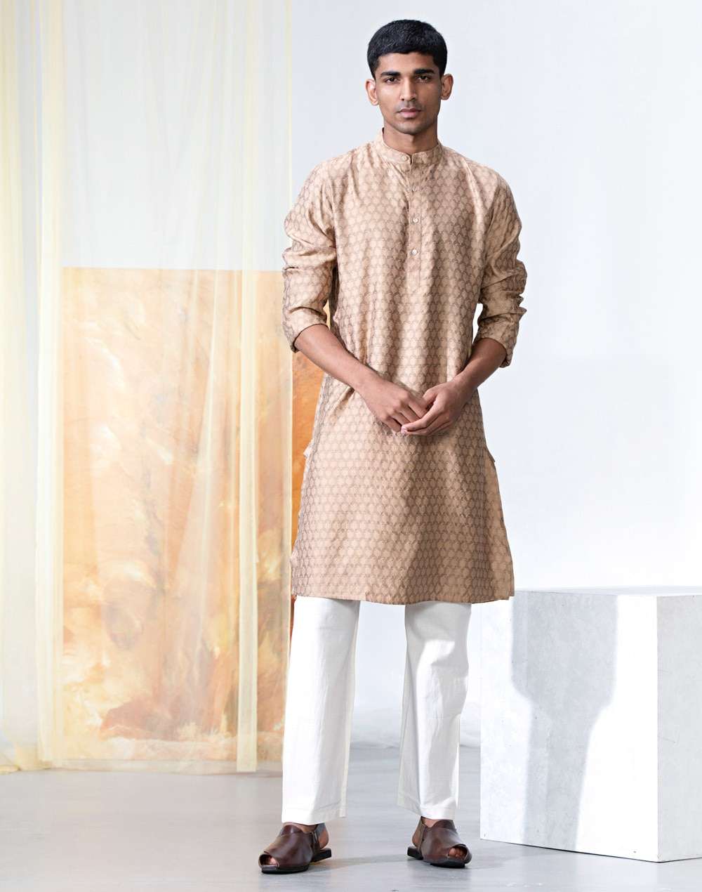 Viscose Silk Jacquard Slim Fit Kurta