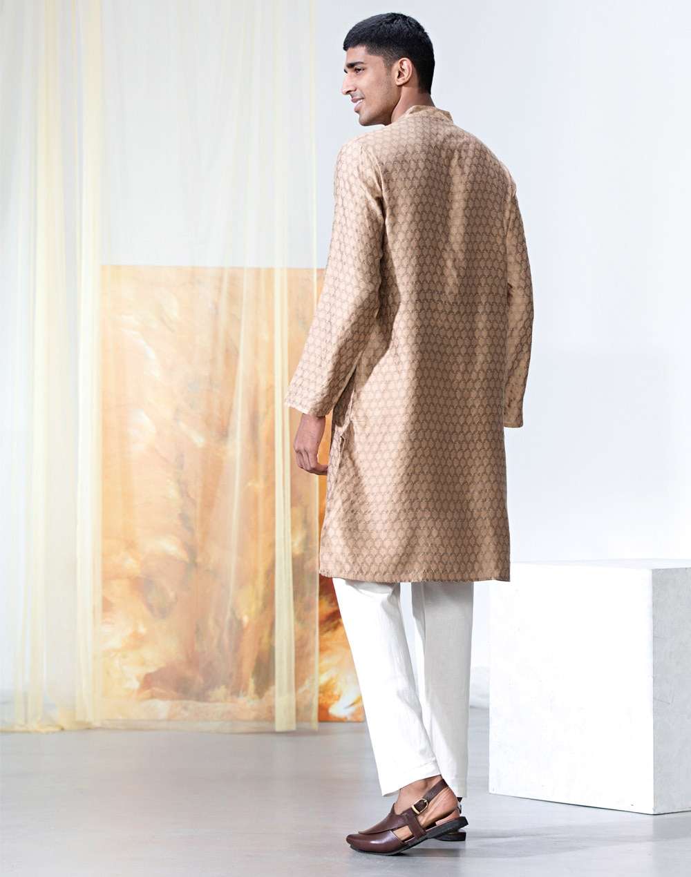 Viscose Silk Jacquard Slim Fit Kurta