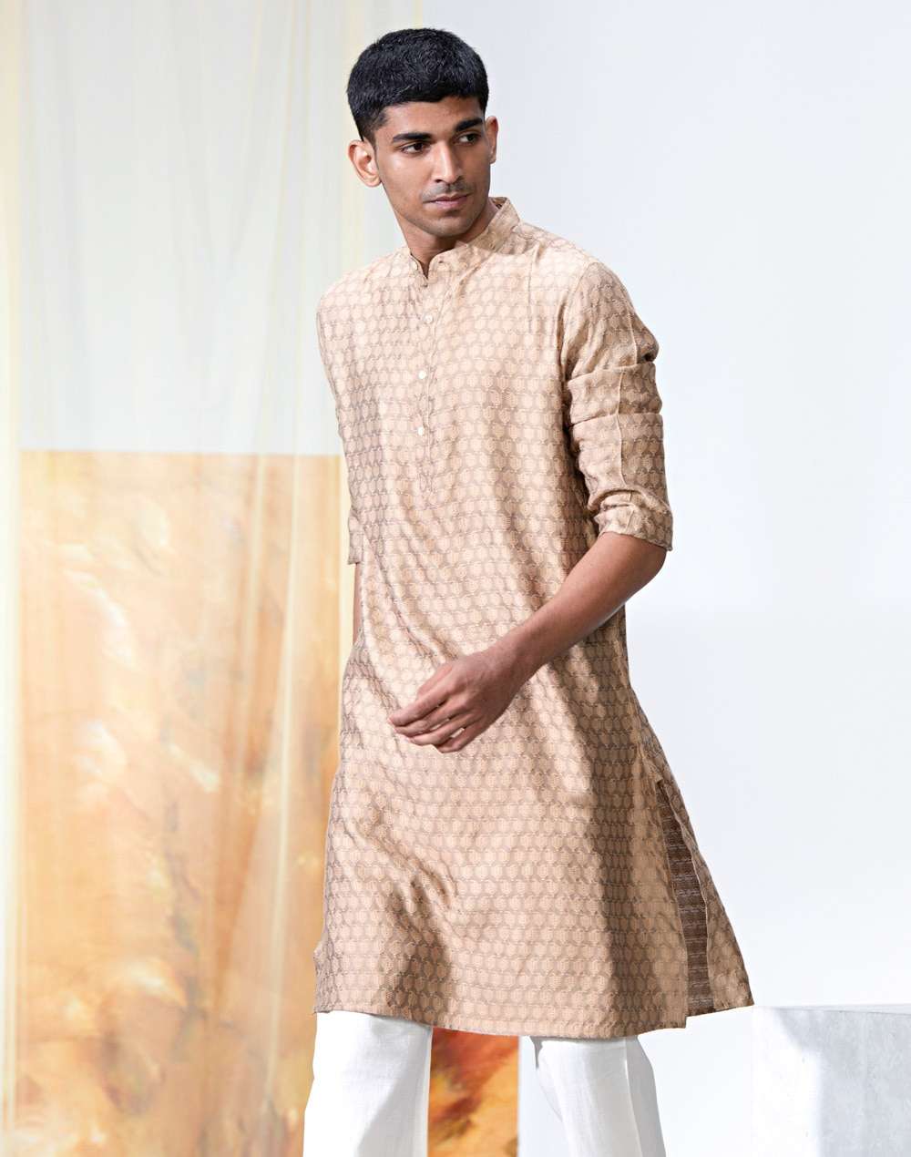 Viscose Silk Jacquard Slim Fit Kurta