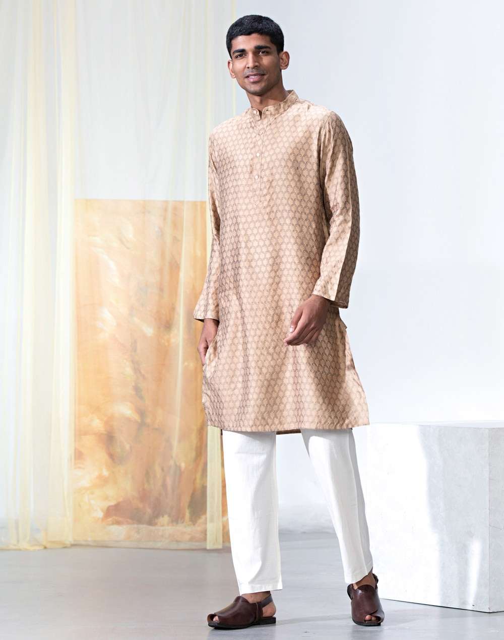 Viscose Silk Jacquard Slim Fit Kurta