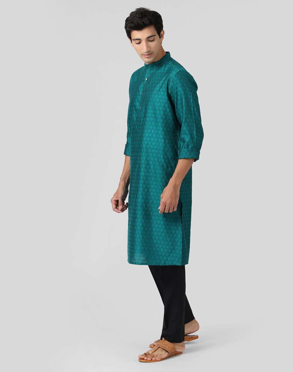 Viscose Silk Jacquard Slim Fit Long Kurta