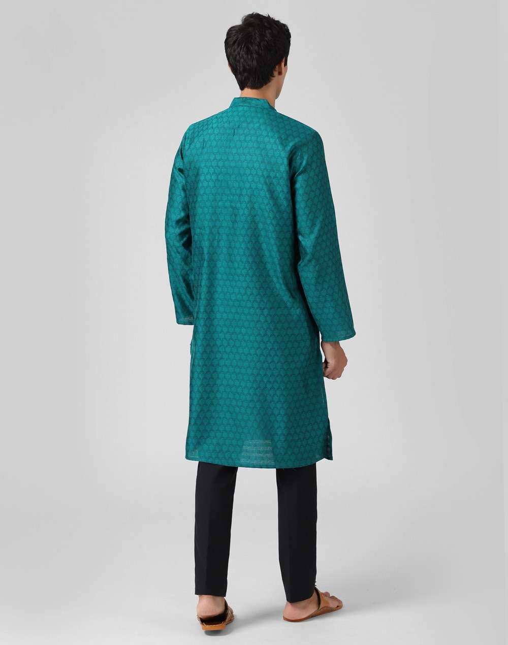 Viscose Silk Jacquard Slim Fit Long Kurta