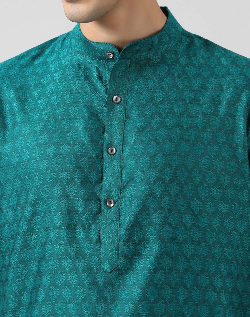 Viscose Silk Jacquard Slim Fit Long Kurta