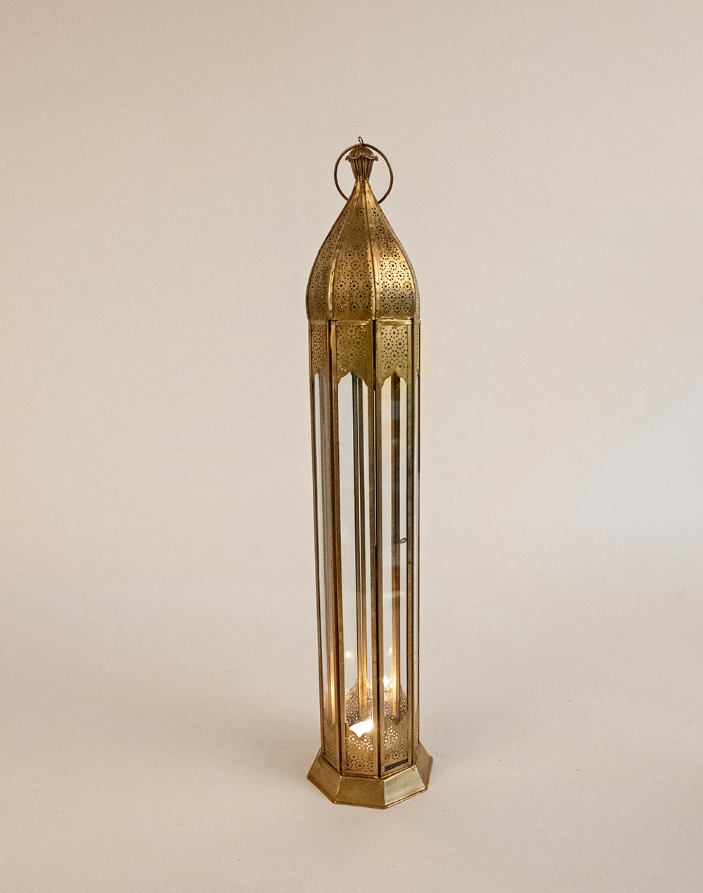 Antique Brass Devesh Glass Table Lantern