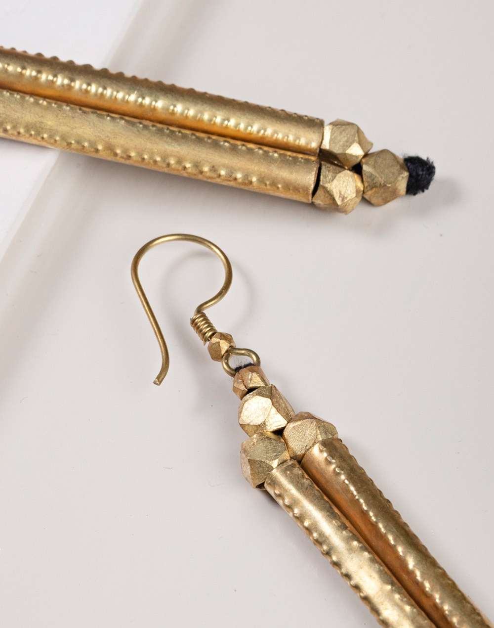 Metal Matt Gold Dangler Earrings