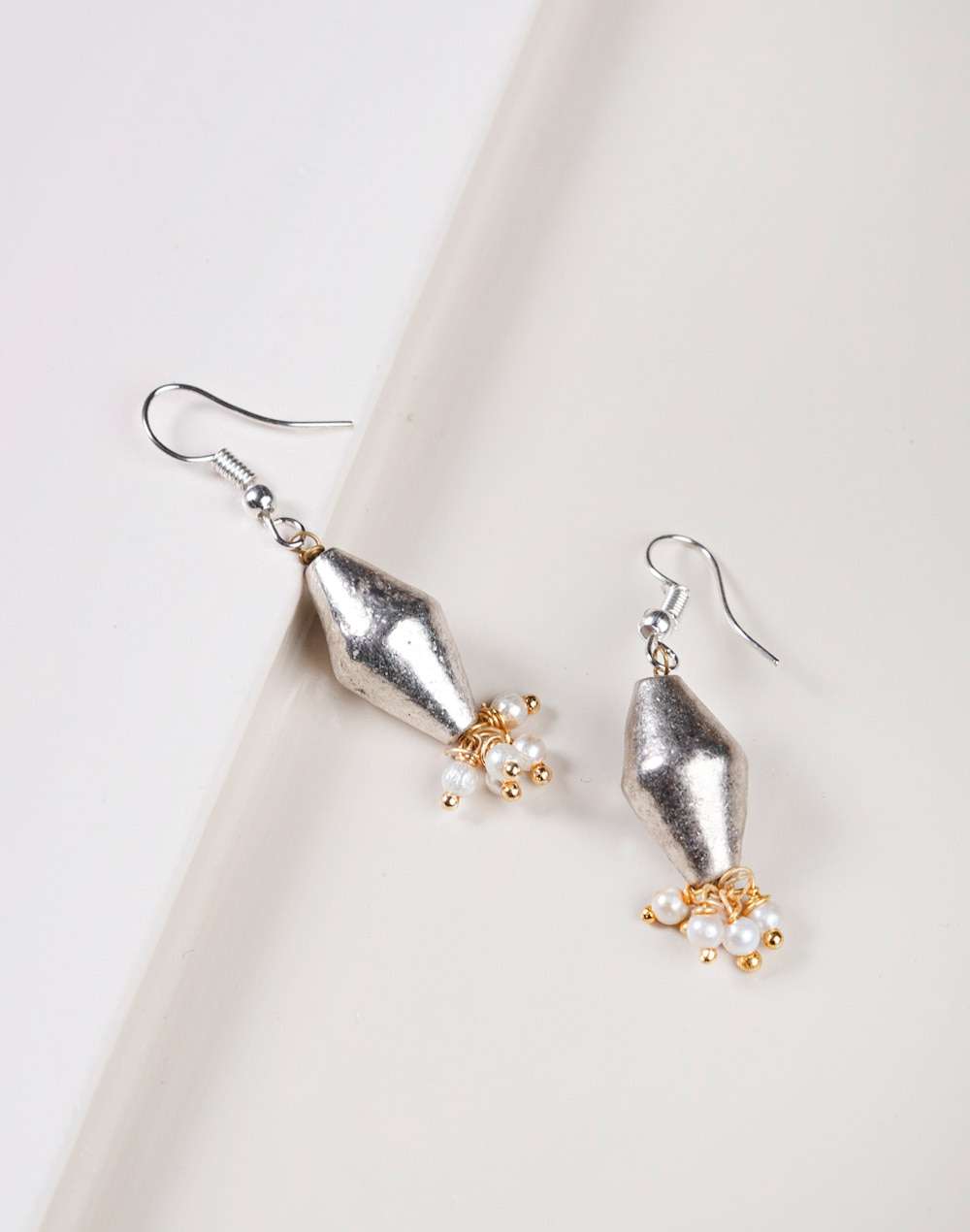 Metal White Dangler Earrings