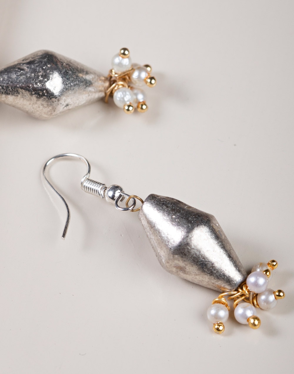 Metal White Dangler Earrings