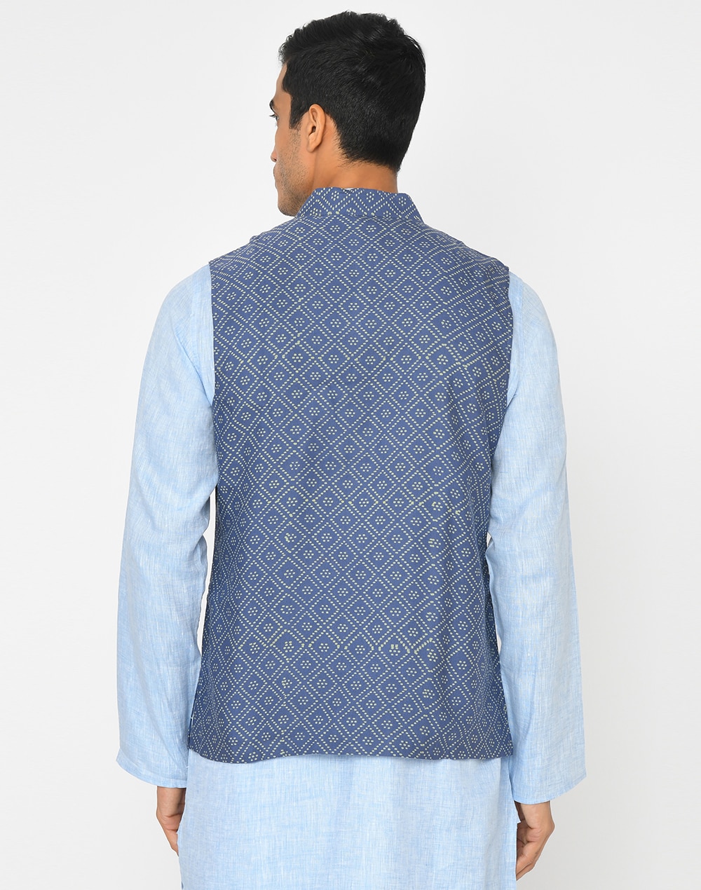 Viscose Tussar Block Printed Nehru Jacket