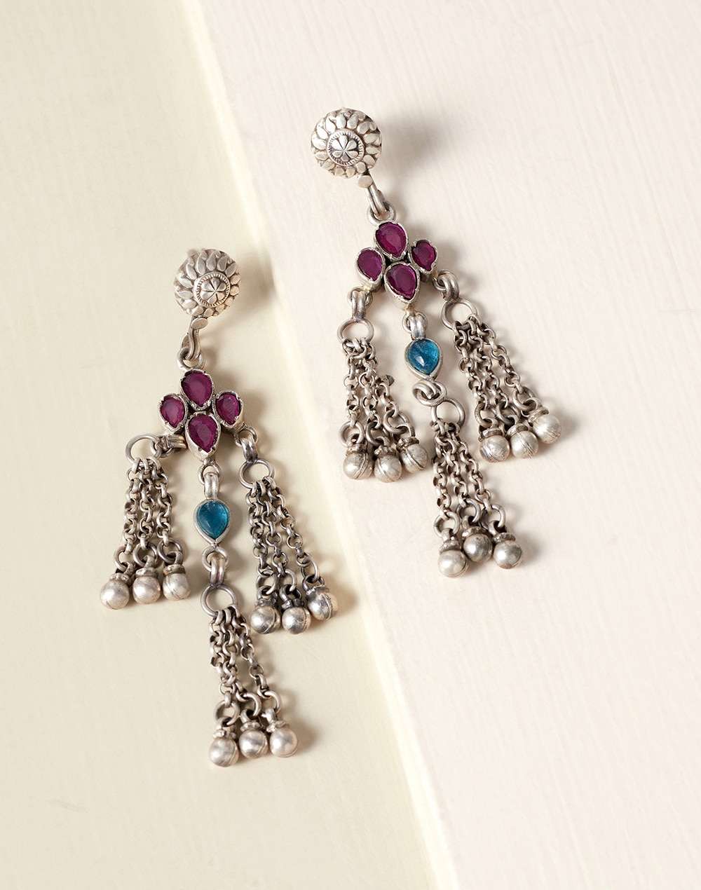 Silver Ethnic Dangler Earrings