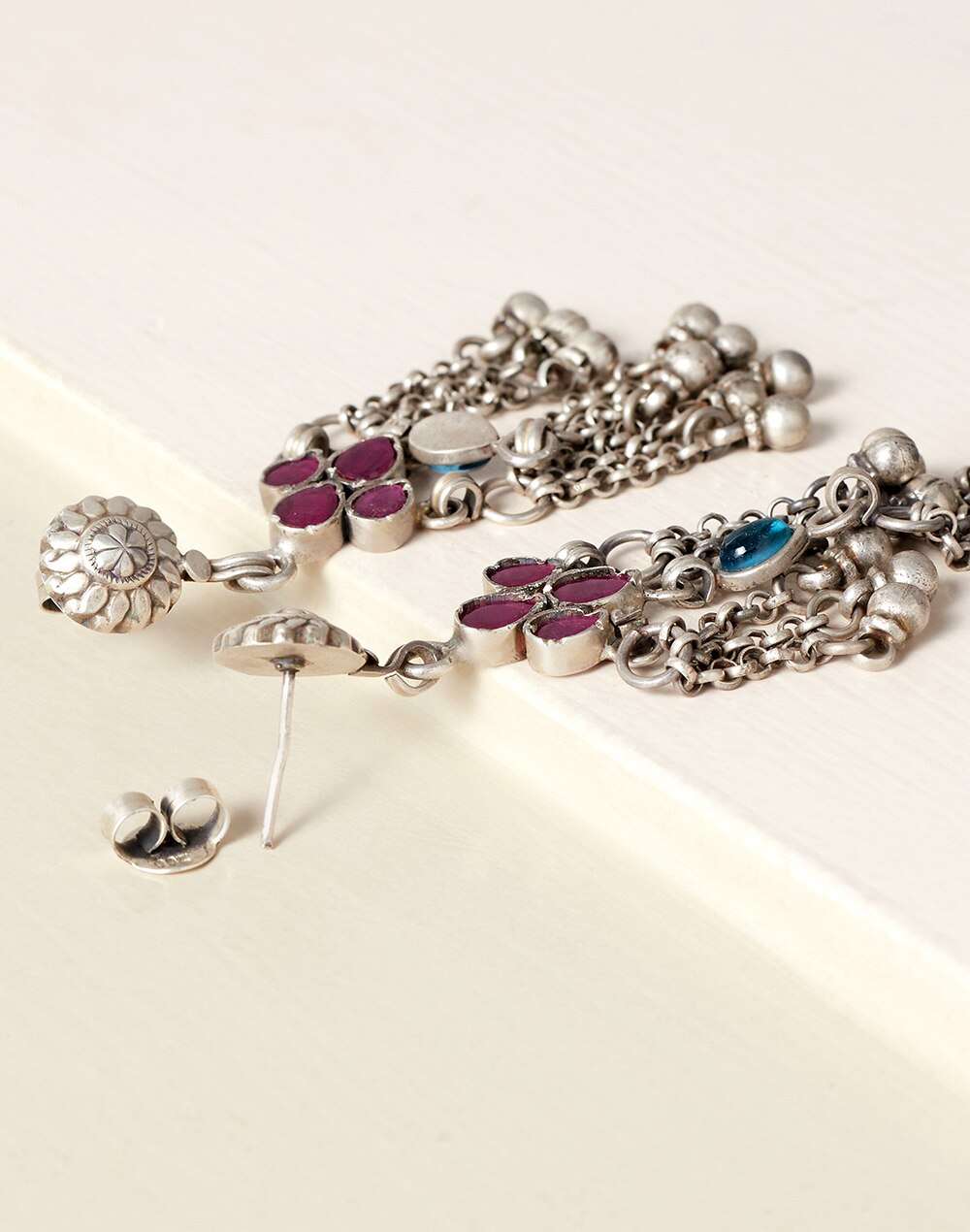 Silver Ethnic Dangler Earrings