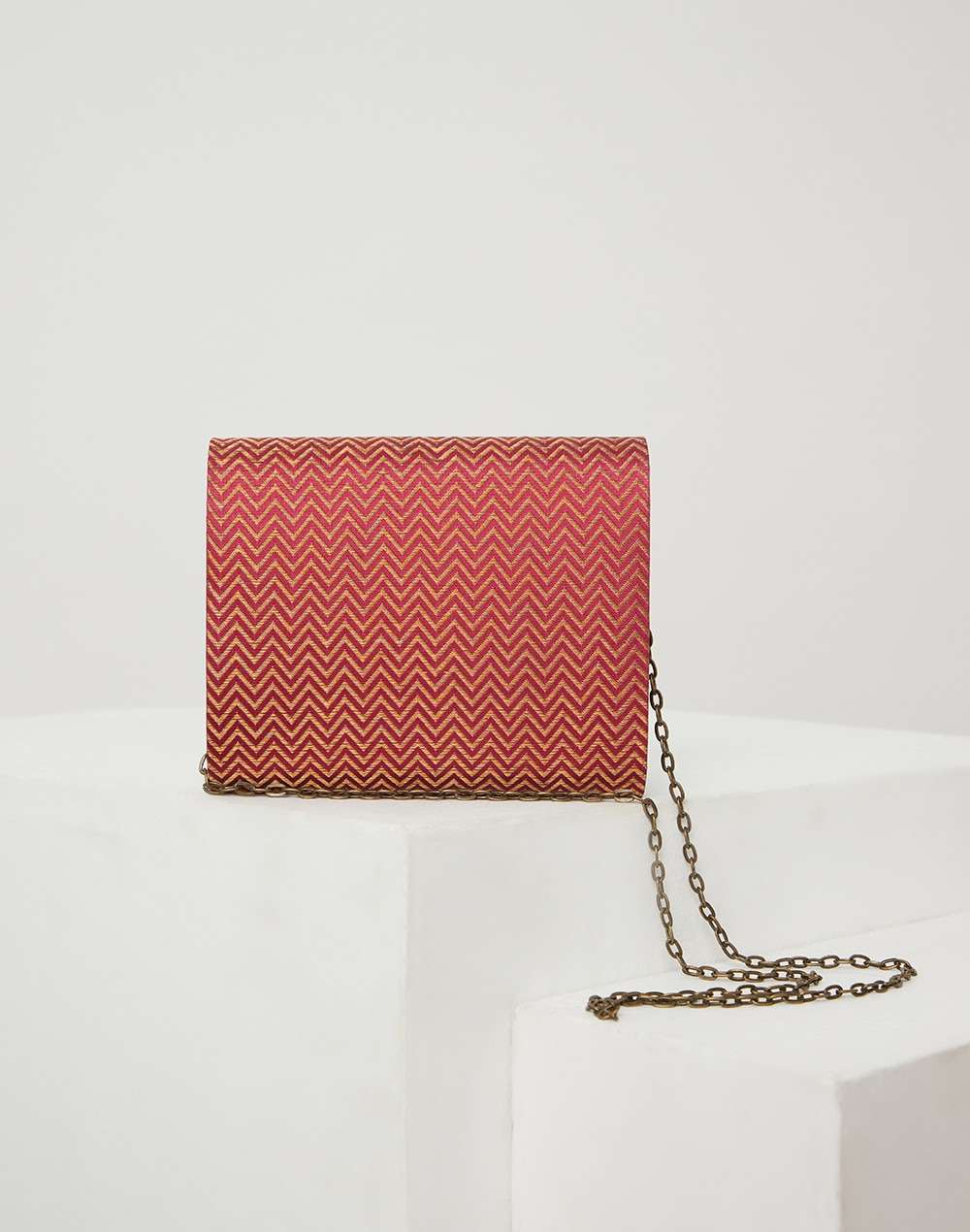 Poly Silk Zig Zag Clutch Bag
