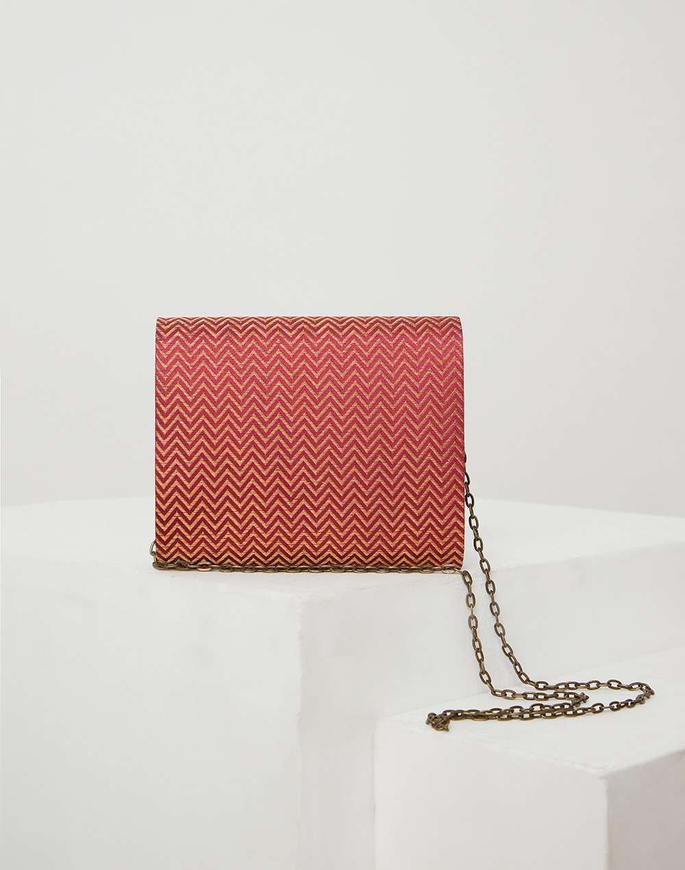 Poly Silk Zig Zag Clutch Bag