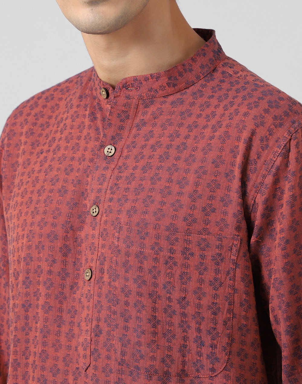 Buy Cotton Dobby Weave Long Kurta for Men Online at Fabindia | 10668901