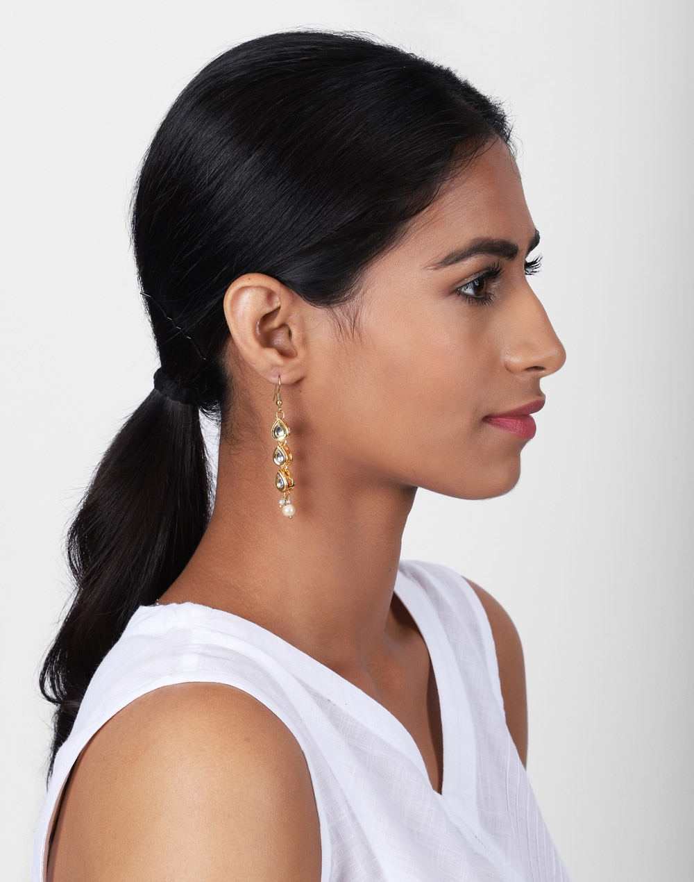 Metal Pearl Dangler Earrings