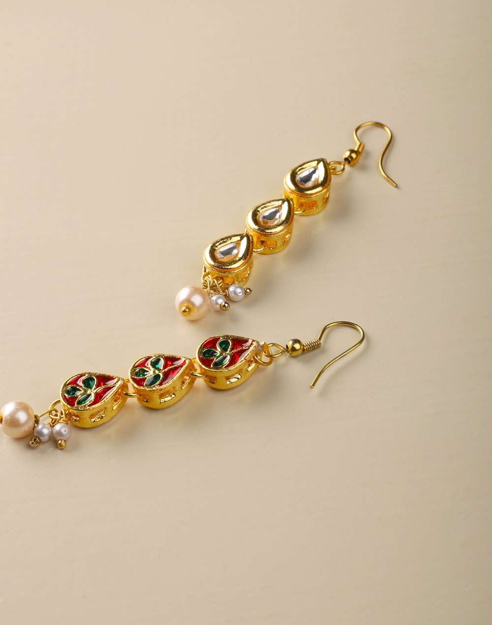 Metal Pearl Dangler Earrings