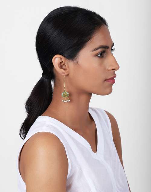 Metal Enamel Dangler Earrings Metal Enamel Dangler Earrings