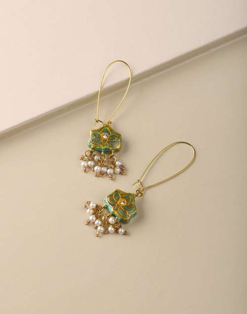 Metal Enamel Dangler Earrings Metal Enamel Dangler Earrings