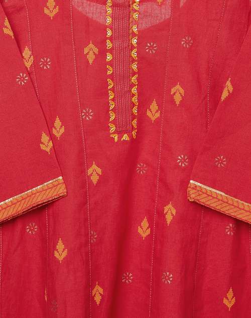 Cotton Dobby 3 Piece Churidar Suit Set Cotton Dobby 3 Piece Churidar Suit Set