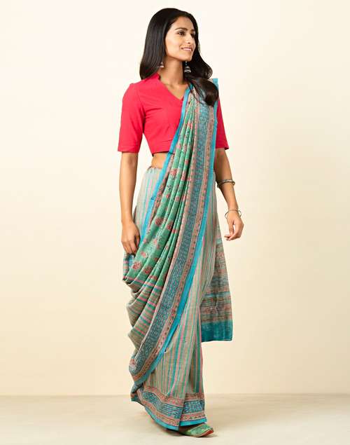 Buy Cotton Silk Printed Sari for Women Online at Fabindia | 10673029
