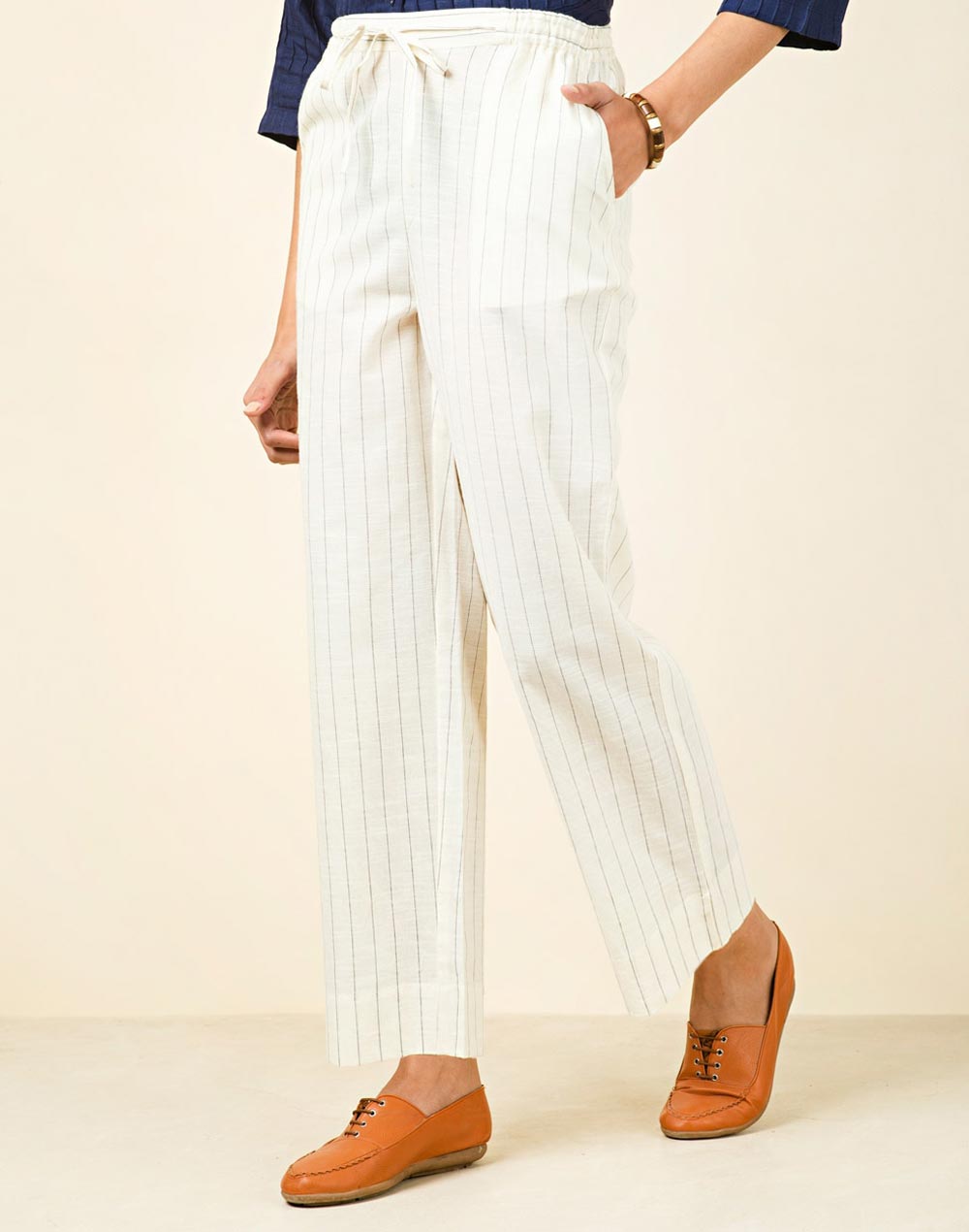 Buy Cotton Striped Casual Drawstring Pant for Women Online at Fabindia ...
