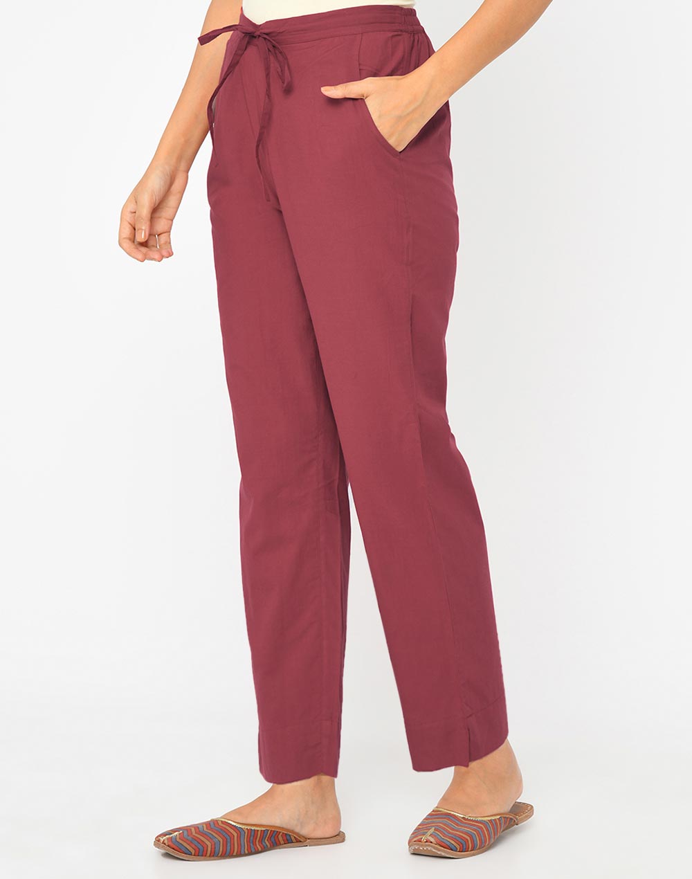 Cotton Cambric Tapered Cropped Pants