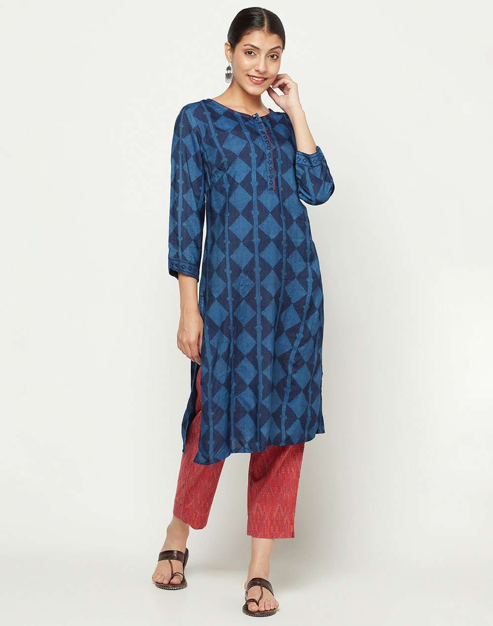 Viscose Tussar Printed Knee Length Kurta