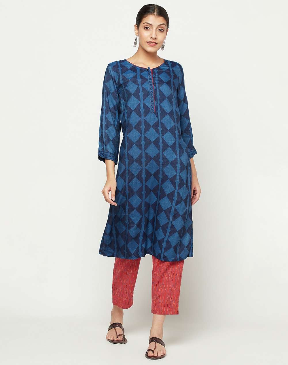 Viscose Tussar Printed Knee Length Kurta