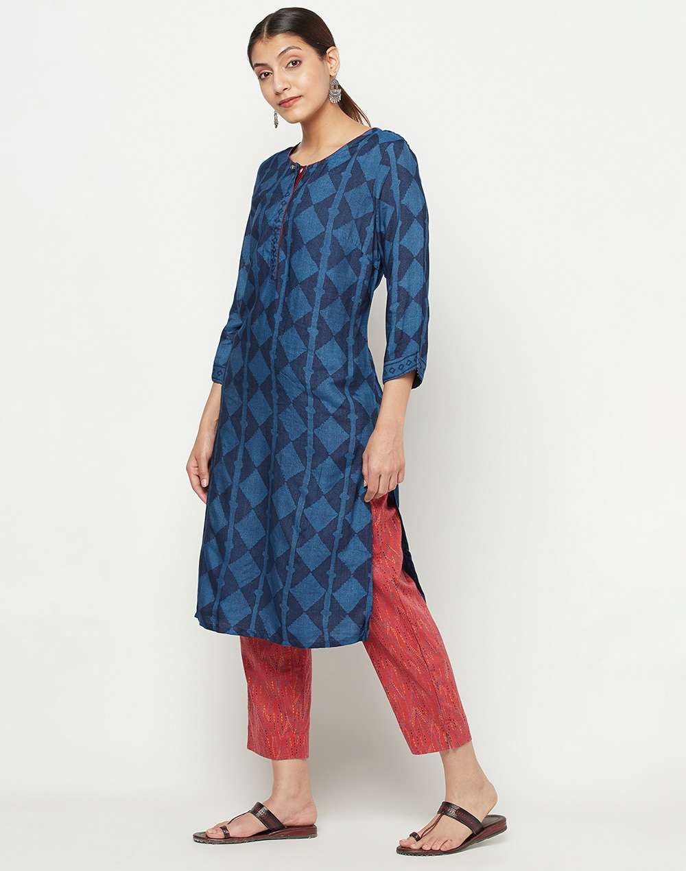 Viscose Tussar Printed Knee Length Kurta