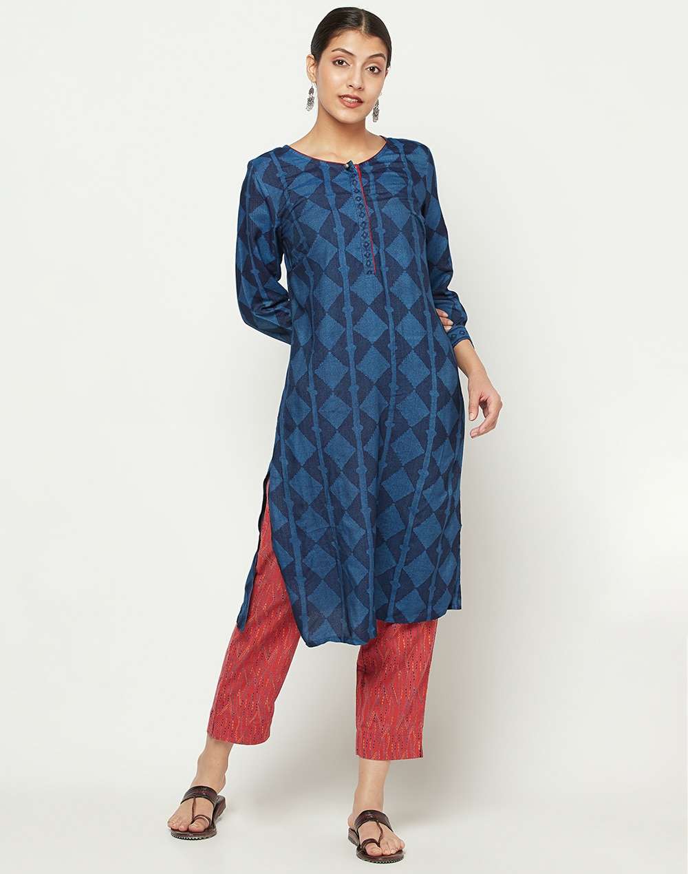 Viscose Tussar Printed Knee Length Kurta