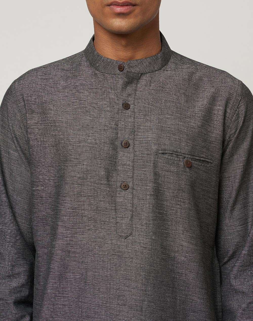 Cotton Slub Slim Fit Long Kurta