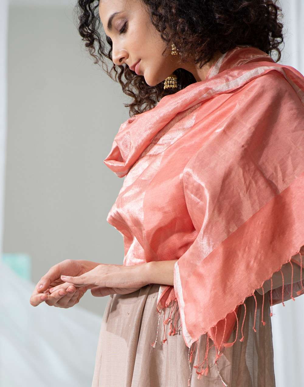 Silk Woven Loom Zari Stole