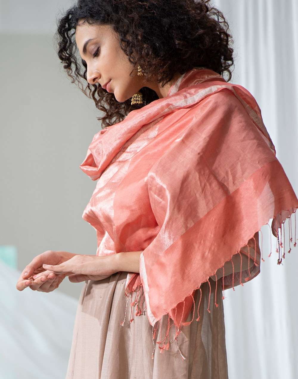 Silk Woven Loom Zari Stole