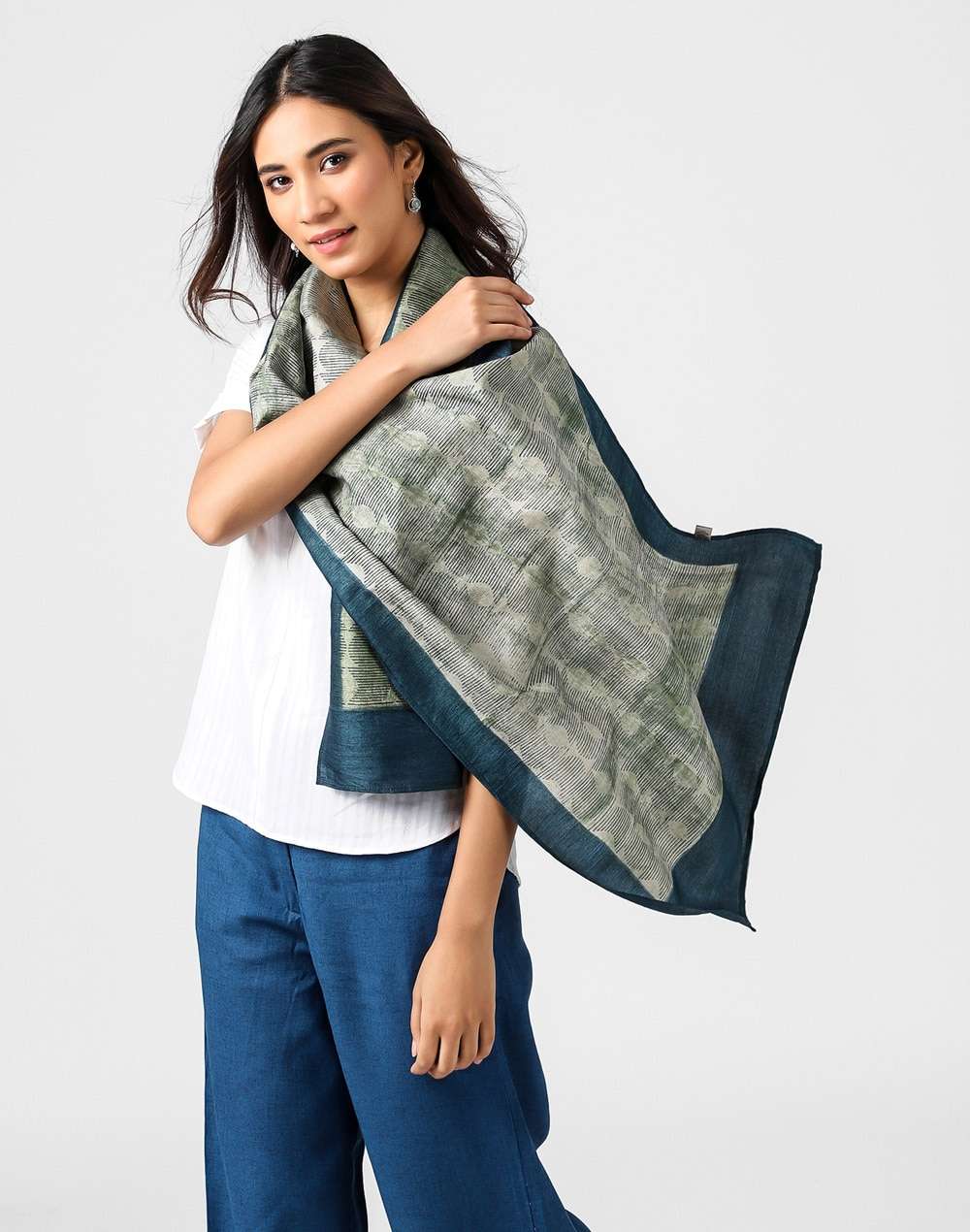 Silk Tussar Hand Block Printed Stole
