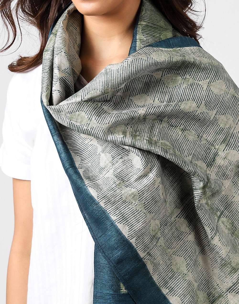 Silk Tussar Hand Block Printed Stole