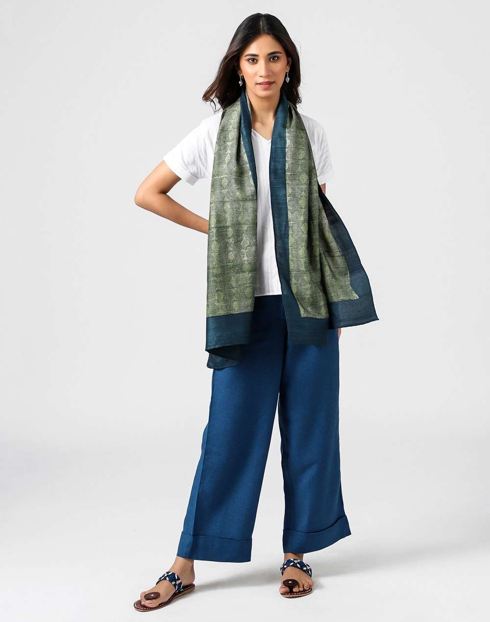 Silk Tussar Hand Block Printed Stole