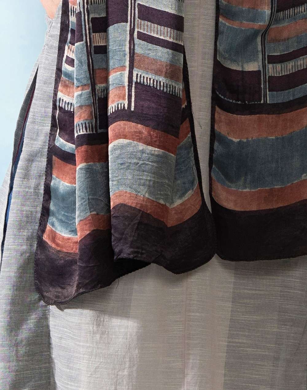 Silk Gajji Hand Block Print Stole