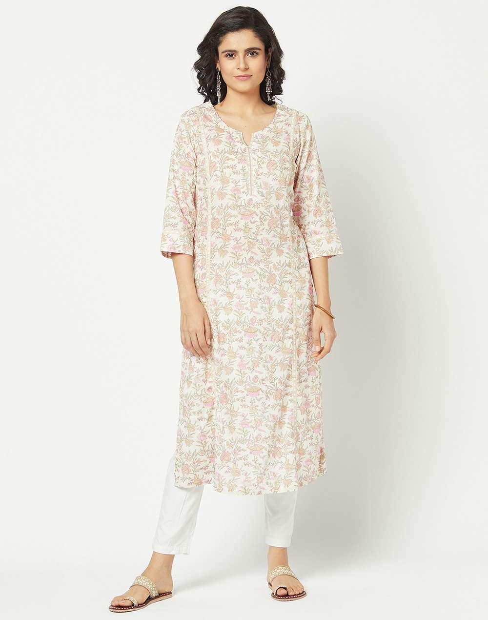 Cotton Slub Printed Long Kurta