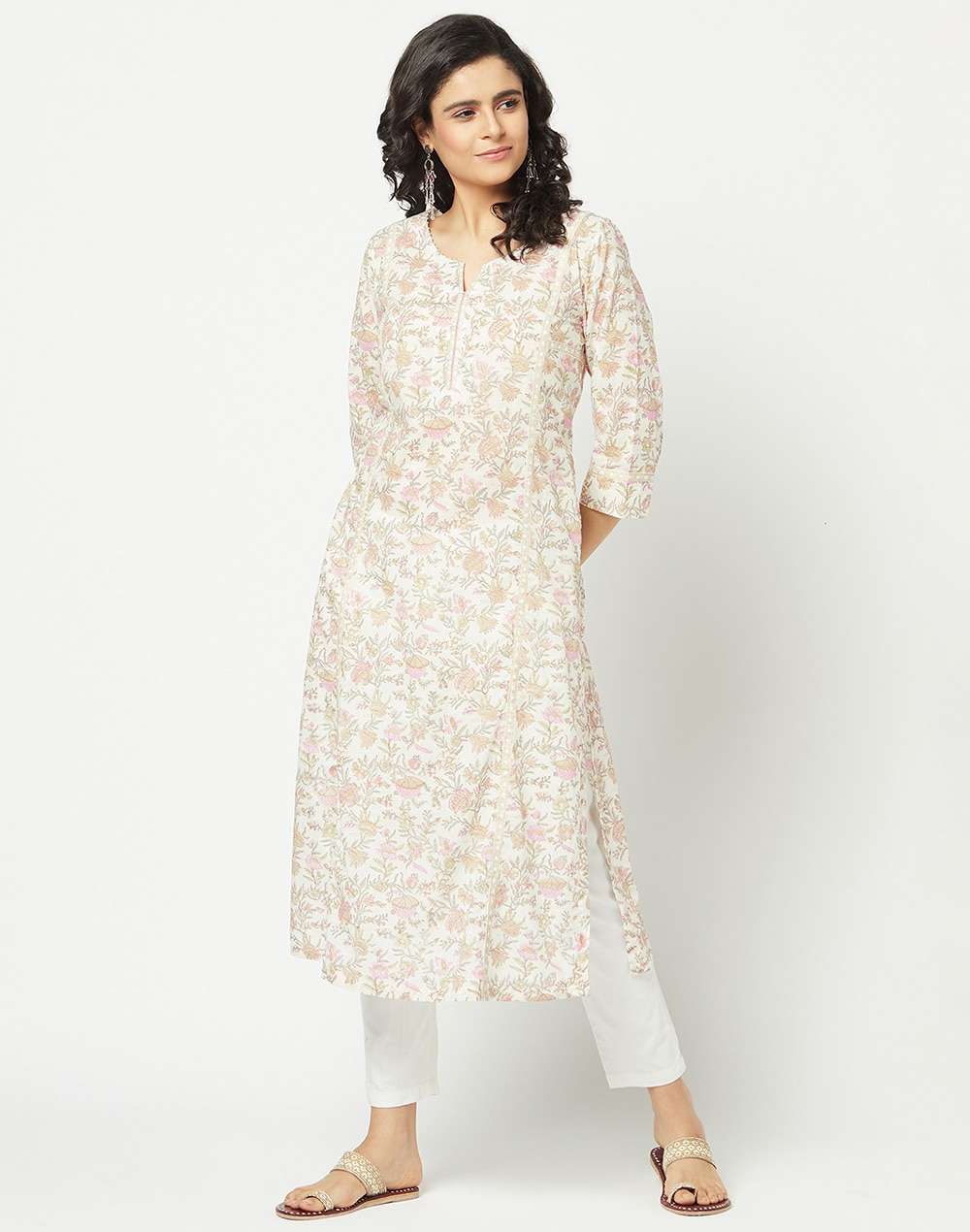 Cotton Slub Printed Long Kurta