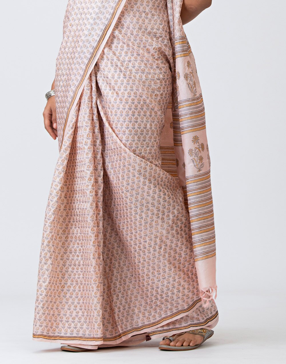 Silk Tussar Block Printed Sari