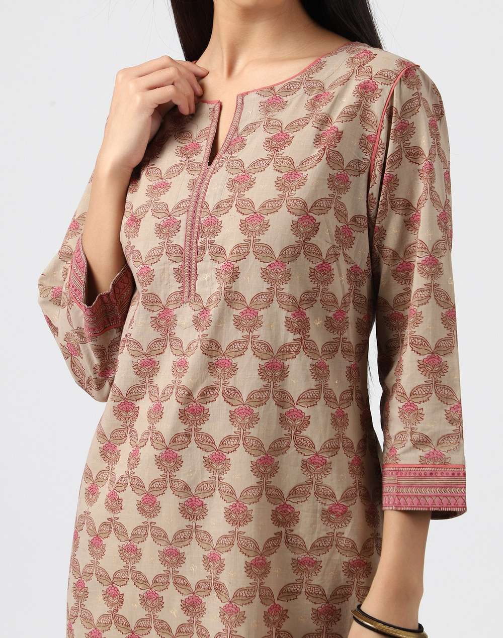Cotton Hand Block Printed Long Kurta
