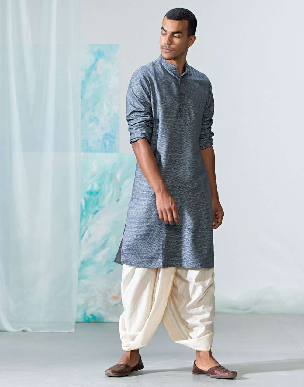 Viscose Tussar Printed Slim Fit Kurta