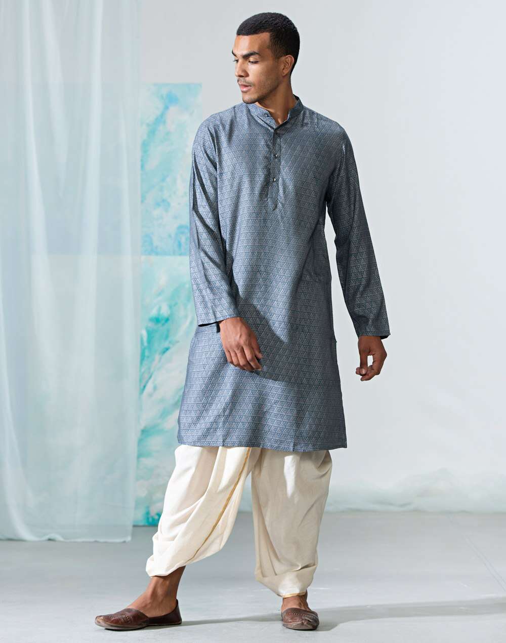 Viscose Tussar Printed Slim Fit Kurta
