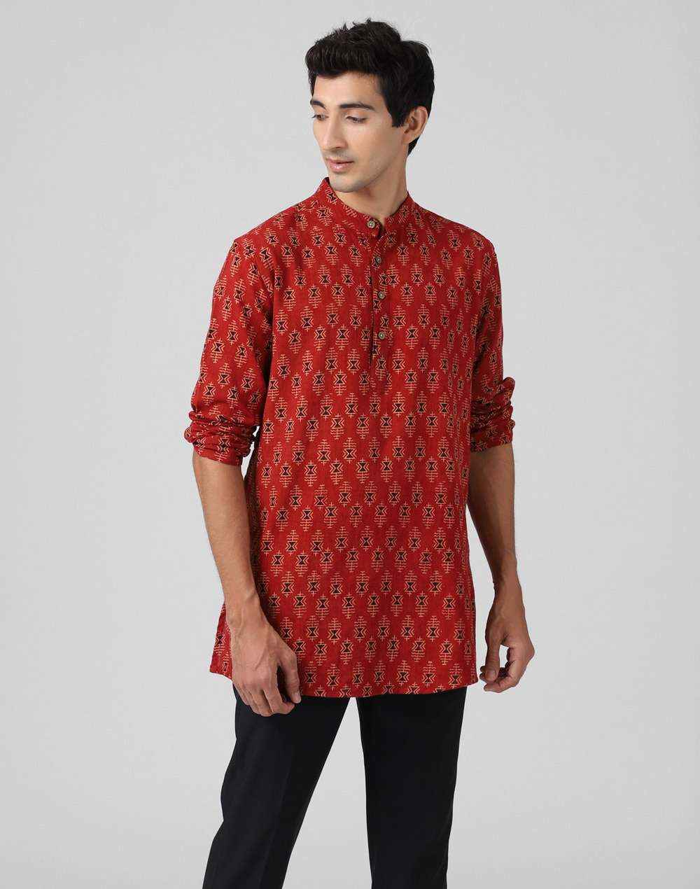 Cotton Ajrakh Print Short Kurta