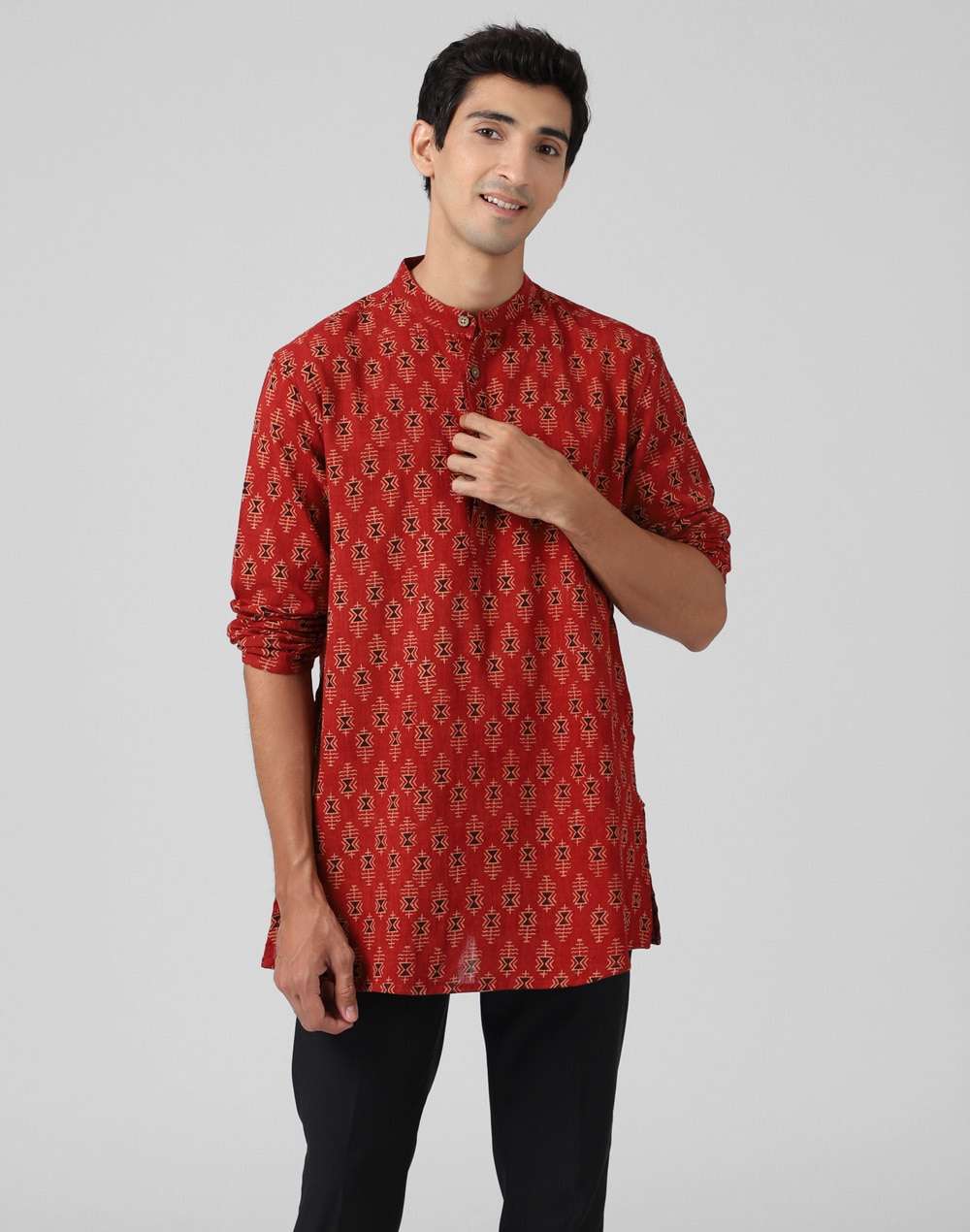 Cotton Ajrakh Print Short Kurta